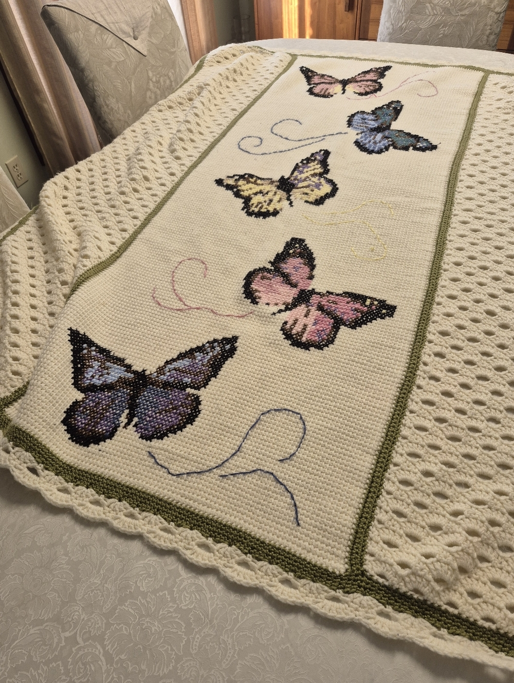 Large Handmade Afghan Blanket Throw.